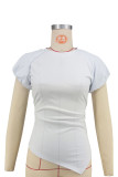 SC Solid Color Short Sleeve Irregular Tops XHXF-475