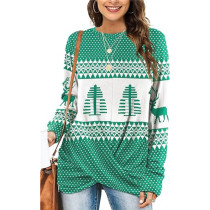 SC Round-neck Long Sleeve Christmas Top GYOU-CX716
