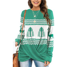 SC Round-neck Long Sleeve Christmas Top GYOU-CX716