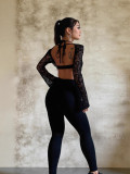 SC Lace Long Sleeve Off Shoulder Backless Jumpsuit SHD-9584