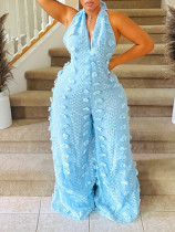 SC Halterneck V Neck Loose Jumpsuit GXHF-M80623