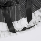 SC Bow-tie Patchwork Contrast Color Stripe Mini Skirt GWEN-JWJD45392