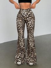 SC Leopard Print Casual Flare Pants GYXN-73389