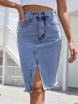 SC Fashion High Waist Washed Split Skirt GYXN-30933