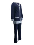 SC Fashion Color Block Long Sleeve Two Piece Pants Set BLX-86003