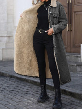 SC Loose Long Sleeve Denim Fleece Long Coat GYXN-20781