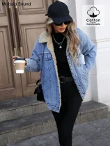SC Loose Long Sleeve Fleece Denim Jacket GYXN-20780