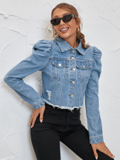 SC Long Sleeve Lapel Denim Short Coats GYXN-30321