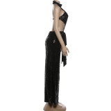 SC Backless Hollow Out Sequin Maxi Dress XEF-K25D84818