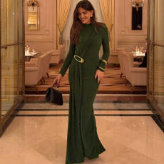 SC Solid Color Long Sleeve Ribbon Maxi Dress XEF-K25D86463
