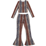 SC Snake Print Long Sleeve Tight Pant Suit XEF-K25S86814