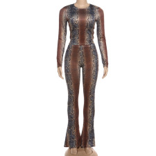SC Snake Print Long Sleeve Tight Pant Suit XEF-K25S86814