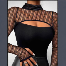 SC Mesh Hollow Out Tight Tops GJMF-97793