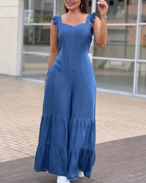 SC Ruffles Sleeveless Wide Leg Jumpsuit GJMF-97751