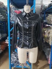 SC PU Leather Long Sleeve Tight Shirt GJMF-97790