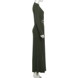 SC Solid Color Long Sleeve Ribbon Maxi Dress XEF-K25D86463