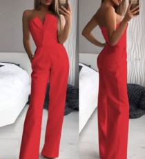 SC Solid Color Off Shoulder Tube Top Jumpsuit GJMF-96689