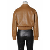 SC PU Leather Loose Zipper Jackets ZSD-0774