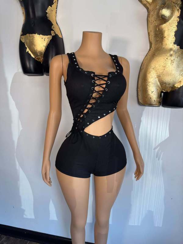 SC Irregular Sleeveless Bandage Romper GFCF-1429