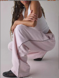 SC Solid Color Embroidery Loose Sport Pants QOUY-6067