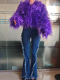 SC Solid Color Long Sleeve Plush Coat GXHF-M81016