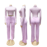 SC Solid Color Long Sleeve Sport Two Piece Pant Set SFY-807