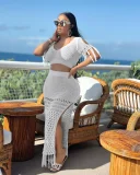 SC Solid Color Tassel Tops Split Hollow Out Skirt 2 Piece Set AL-1086
