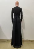 SC Solid Color Tie Up Irregular Split Maxi Dress QODY-6072