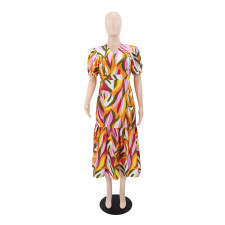 SC Print Short Sleeve Midi Dress GYLY-10992