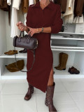 SC Solid Color Long Sleeve Maxi Dress ZDF-33500