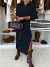 SC Solid Color Long Sleeve Maxi Dress ZDF-33500