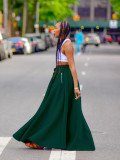 SC Solid Color High Split Long Skirt ZDF-33103