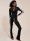 SC Stripe Patchwork Zipper Two Piece Pants Set CH-25067