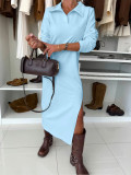 SC Solid Color Long Sleeve Maxi Dress ZDF-33500