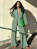 SC Casual Solid Color Loose Two Piece Pants Set ZDF-33118