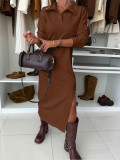 SC Solid Color Long Sleeve Maxi Dress ZDF-33500