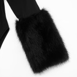 SC Furrzy Patchwork Sleeve Solid Color Bodysuit GDSF-J25BS341