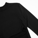 SC Solid Color Long Sleeve Bandage Dress GDSF-D25DS527