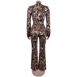 SC Leopard Print V Neck Jumpsuit BY-7586