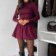 SC Solid Color Long Sleeve Flower Bud Mini Dress GAXB-W491DS