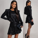 SC Long Sleeve Sequin Mini Dress CYA-902197