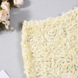 SC 3D Flowers Solid Color Mini Skirt GNZD-32810