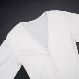 SC Solid Color V Neck Blazer Seven-Tenths Pants Two Piece Set GDSF-J25ST394