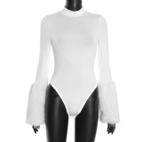 SC Furrzy Patchwork Sleeve Solid Color Bodysuit GDSF-J25BS341
