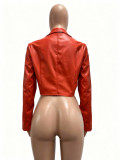 SC Zipper PU Leather Solid Color Jackets CM-9541
