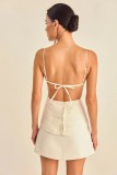 SC Solid Color Sling Backless Mini Dress GJMF-97809#