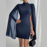 SC Round-Neck Pearl Cape Midi Dress GYSM-0023