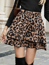 SC Retro Leopard Print High-Waisted Tiered Skirt GYXN-F1-51070