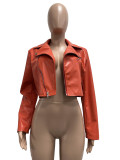 SC Zipper PU Leather Solid Color Jackets CM-9541
