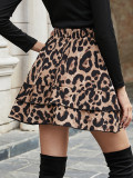 SC Retro Leopard Print High-Waisted Tiered Skirt GYXN-F1-51070